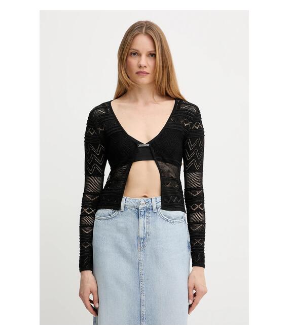 Πλεκτή ζακέτα Guess NELLIE χρώμα: μαύρο, W5GR15 Z3E22