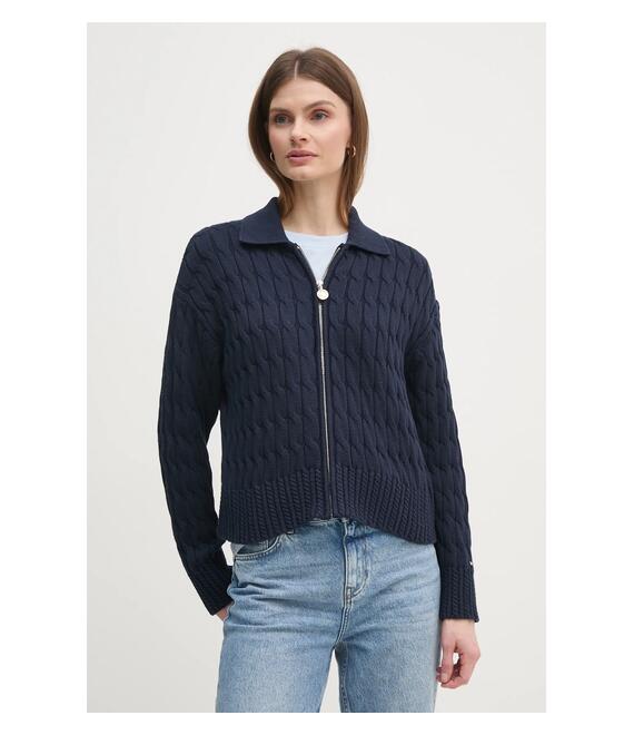 Πλεκτή ζακέτα Tommy Hilfiger χρώμα: ναυτικό μπλε, WW0WW44501