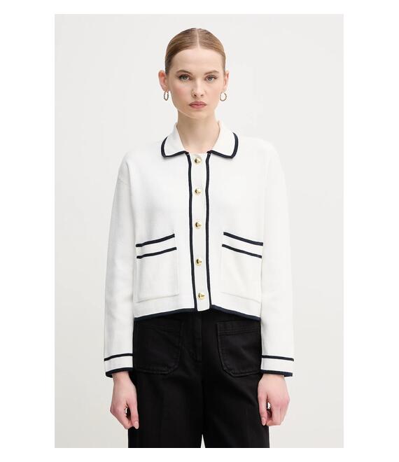 Βαμβακερή ζακέτα Barbour Jasmine χρώμα: άσπρο, LKN1621WH71