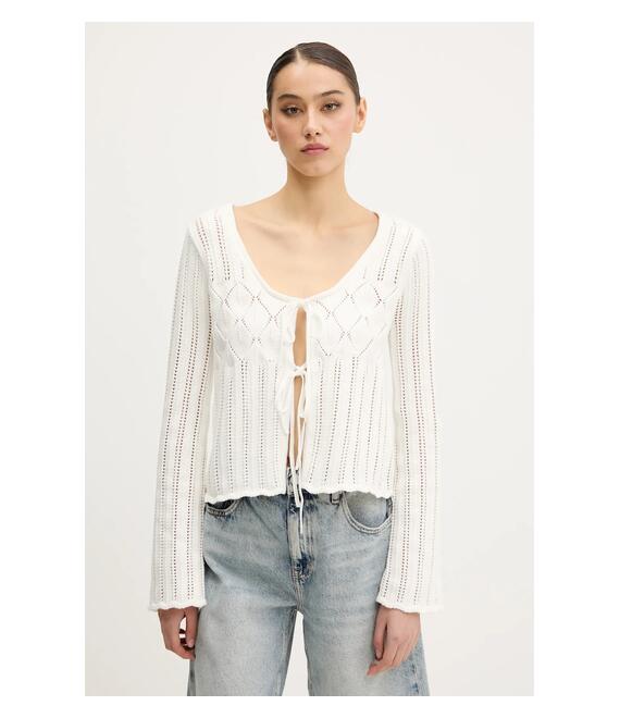 Πλεκτή ζακέτα Hollister Co. χρώμα: μπεζ, KI350-5239