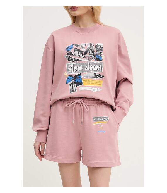 Βαμβακερό σορτσάκι Moschino Jeans χρώμα: ροζ, 0322 3228