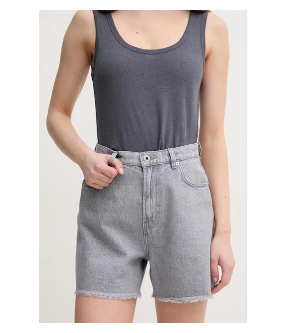 Τζιν σορτς Pepe Jeans A-LINE SHORT UHW RACHEL χρώμα: γκρι, PL801112UN7