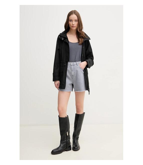 Τζιν σορτς Pepe Jeans A-LINE SHORT UHW RACHEL χρώμα: γκρι, PL801112UN7