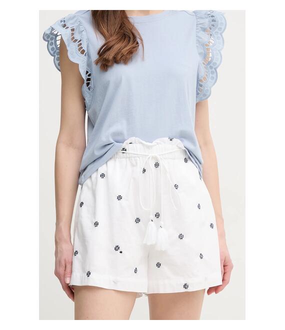 Βαμβακερό σορτσάκι Pepe Jeans EDNA χρώμα: άσπρο, PL801159