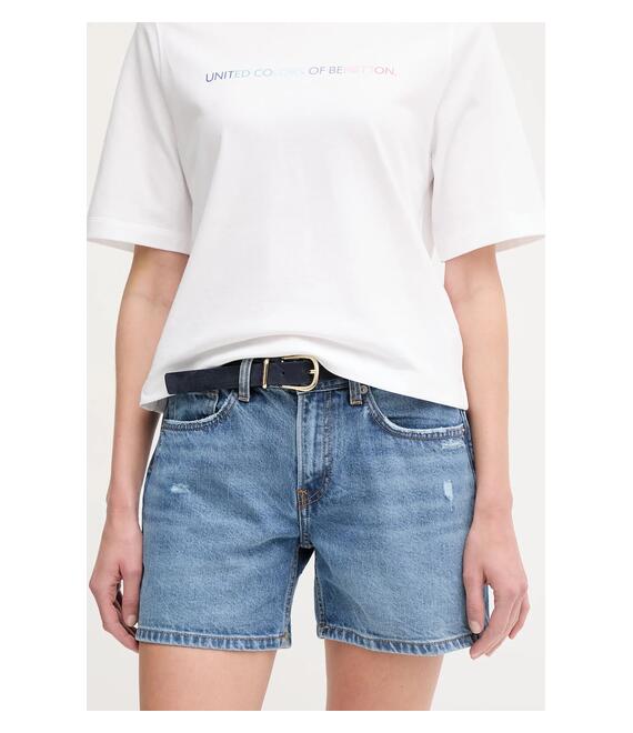Βαμβακερό τζιν σορτς Pepe Jeans REGULAR SHORT HW MABLE χρώμα: μπλε, PL801188IC6