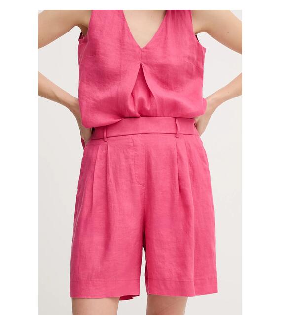 Σορτς από λινό United Colors of Benetton χρώμα: ροζ, 4AGHD901V