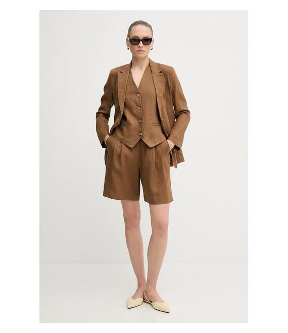 Σορτς από λινό United Colors of Benetton χρώμα: καφέ, 4AGHD901V