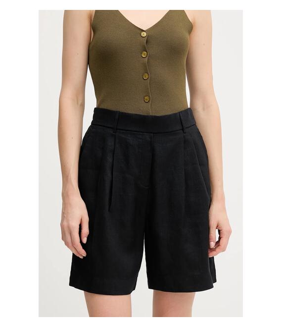 Σορτς από λινό United Colors of Benetton χρώμα: μαύρο, 4AGHD901V