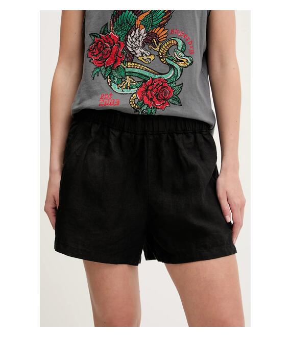 Σορτς από λινό Superdry χρώμα: μαύρο, W7110450A-02A