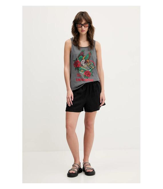 Σορτς από λινό Superdry χρώμα: μαύρο, W7110450A-02A