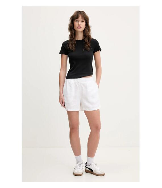 Σορτς από λινό Superdry χρώμα: μπεζ, W7110450A-04C