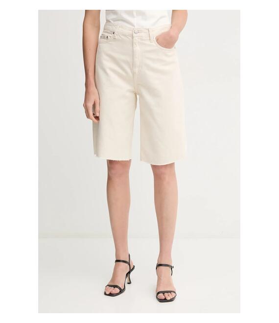 Λινό σορτς Calvin Klein Jeans χρώμα: μπεζ, J20J225163