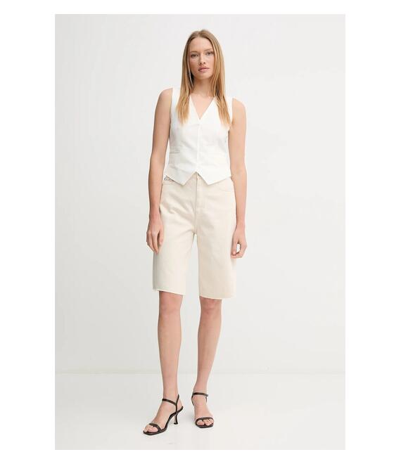 Λινό σορτς Calvin Klein Jeans χρώμα: μπεζ, J20J225163
