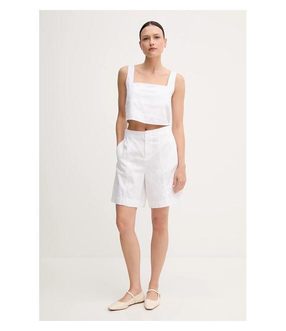 Λινό σορτς Calvin Klein Jeans χρώμα: άσπρο, J20J225219