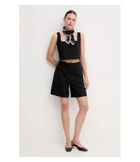 Λινό σορτς Calvin Klein Jeans χρώμα: μαύρο, J20J225219