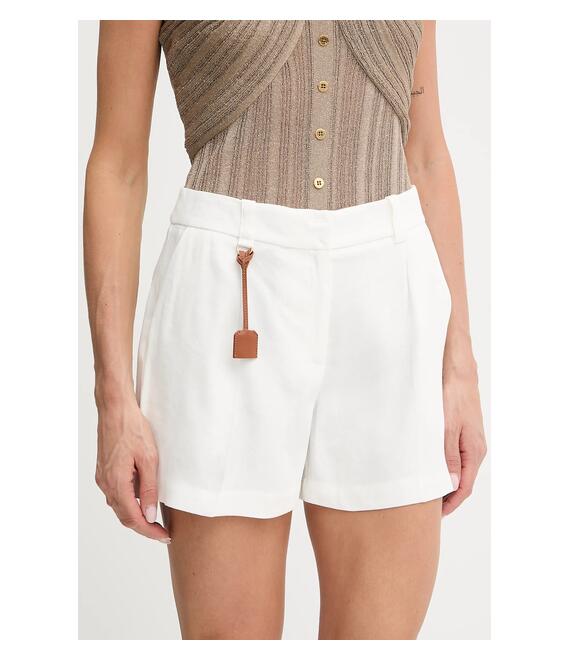 Σορτς από λινό Elisabetta Franchi χρώμα: άσπρο, SH01252E2