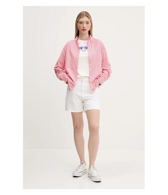 Τζιν σορτς Tommy Jeans χρώμα: μπεζ, DW0DW20093