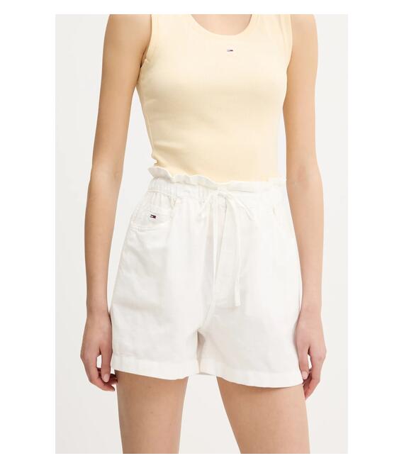 Λινό σορτς Tommy Jeans χρώμα: άσπρο, DW0DW20360