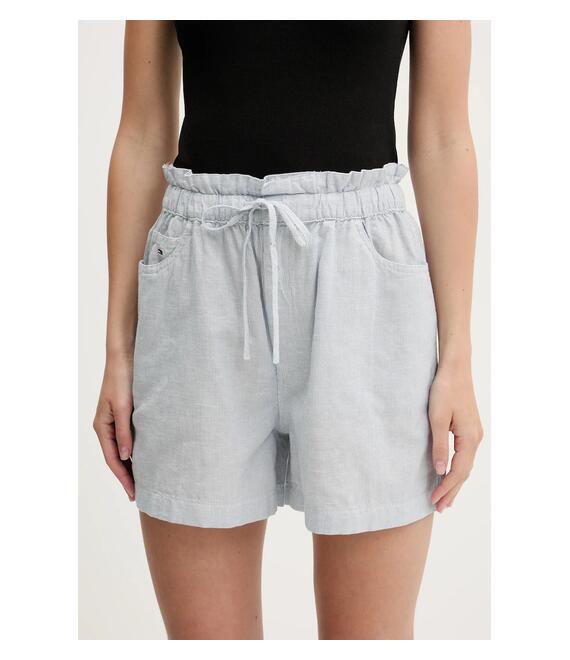 Λινό σορτς Tommy Jeans χρώμα: μπλε, DW0DW20360