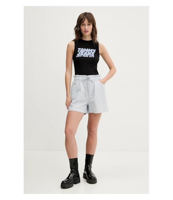 Λινό σορτς Tommy Jeans χρώμα: μπλε, DW0DW20360