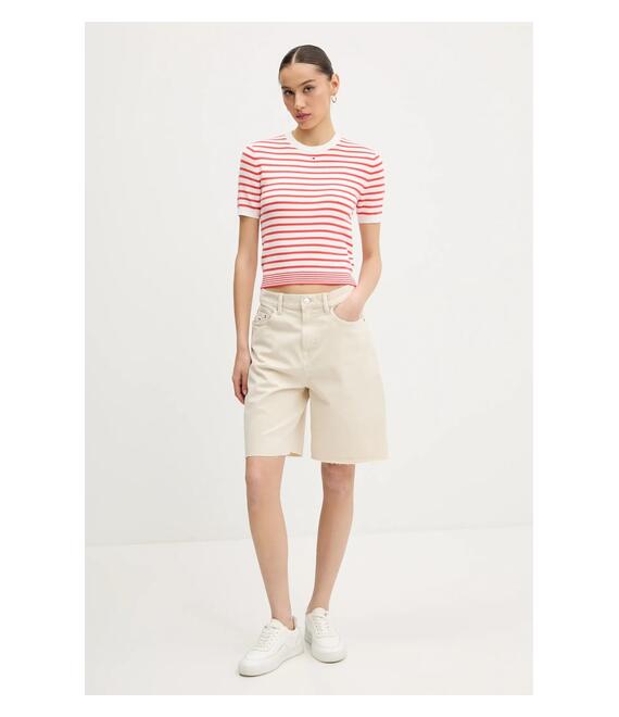 Τζιν σορτς Tommy Jeans χρώμα: μπεζ, DW0DW21646