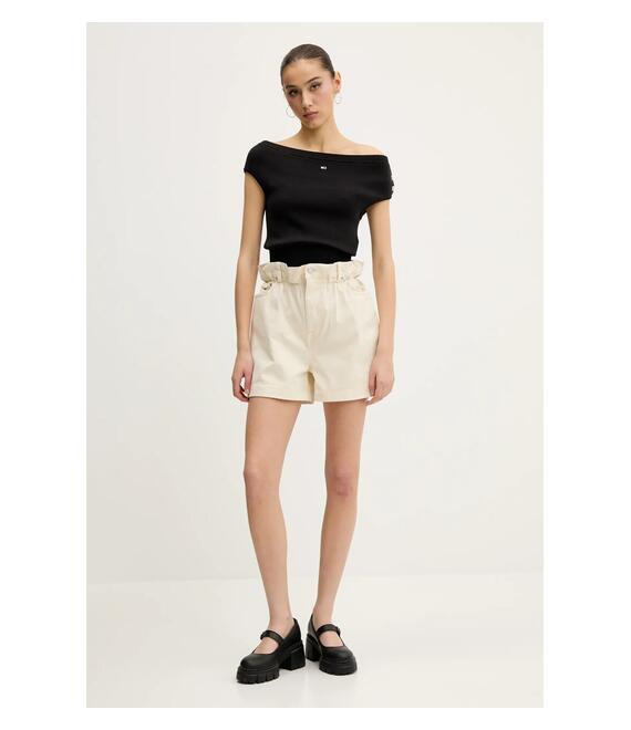 Σορτς Tommy Jeans χρώμα: μπεζ, DW0DW21656