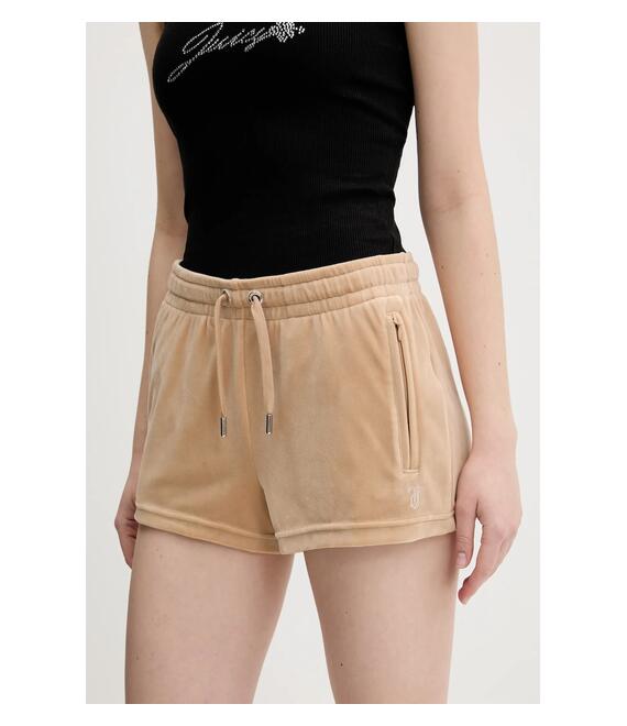 Βελούδινο σορτς Juicy Couture TAMIA χρώμα: μπεζ, JCWH121001
