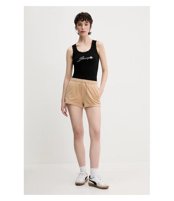 Βελούδινο σορτς Juicy Couture TAMIA χρώμα: μπεζ, JCWH121001