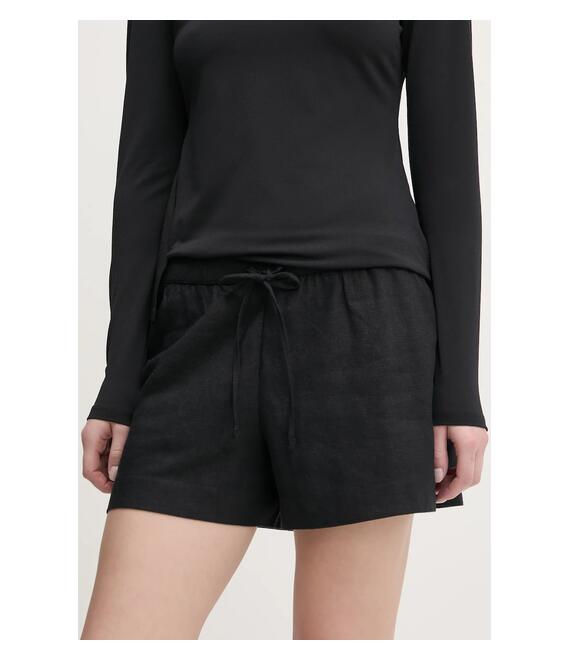 Σορτς από λινό Abercrombie & Fitch χρώμα: μαύρο, KI149-5186