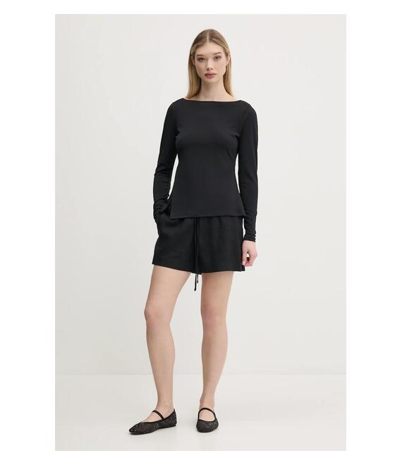 Σορτς από λινό Abercrombie & Fitch χρώμα: μαύρο, KI149-5186