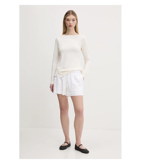 Σορτς από λινό Abercrombie & Fitch χρώμα: άσπρο, KI149-5187