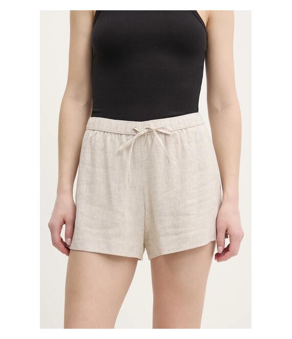 Σορτς από λινό Abercrombie & Fitch χρώμα: μπεζ, KI149-5190