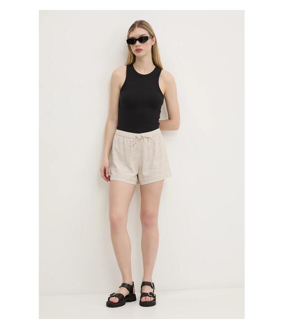 Σορτς από λινό Abercrombie & Fitch χρώμα: μπεζ, KI149-5190