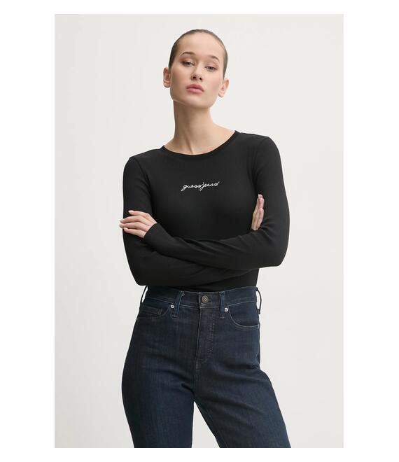Μακρυμάνικο Guess Jeans χρώμα: μαύρο, W5RI58 KA0H1