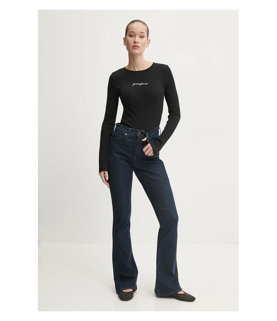 Μακρυμάνικο Guess Jeans χρώμα: μαύρο, W5RI58 KA0H1