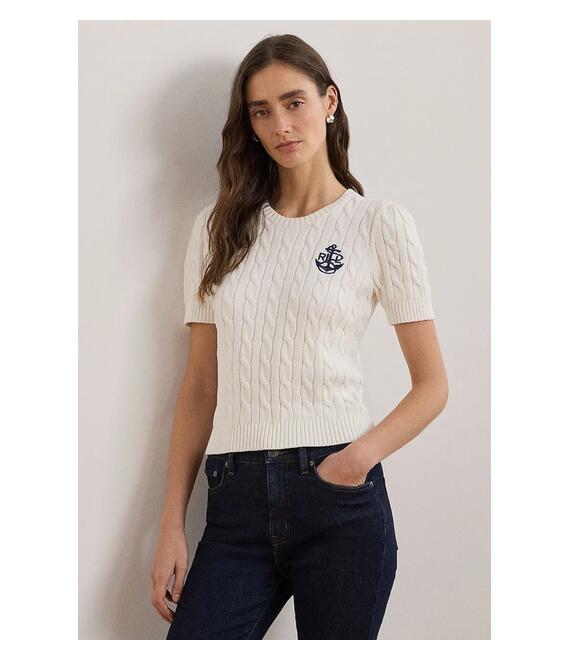Βαμβακερό μπλουζάκι Lauren Ralph Lauren γυναικείο, χρώμα: άσπρο, 200961681