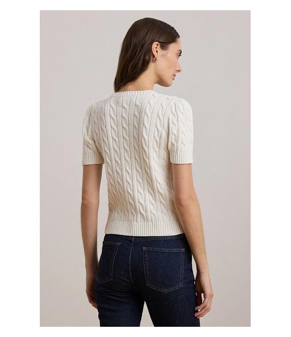 Βαμβακερό μπλουζάκι Lauren Ralph Lauren γυναικείο, χρώμα: άσπρο, 200961681