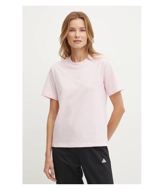 Βαμβακερό μπλουζάκι adidas Essentials γυναικείο, χρώμα: ροζ, JI6073