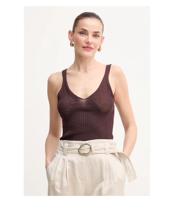 Top Twinset χρώμα: καφέ, 251TT3220