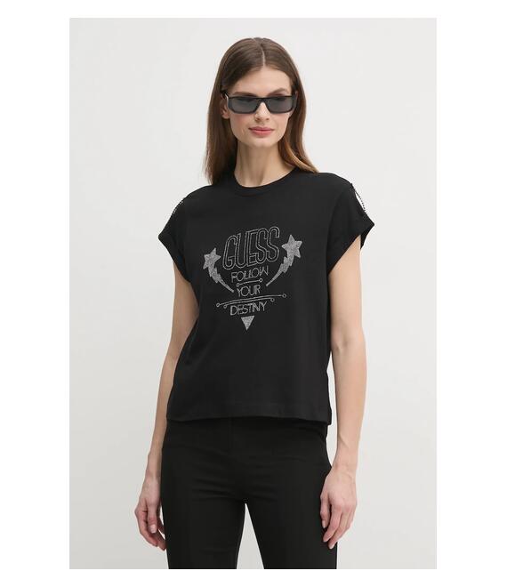 Μπλουζάκι Guess χρώμα: μαύρο, W5RI06 I3Z14