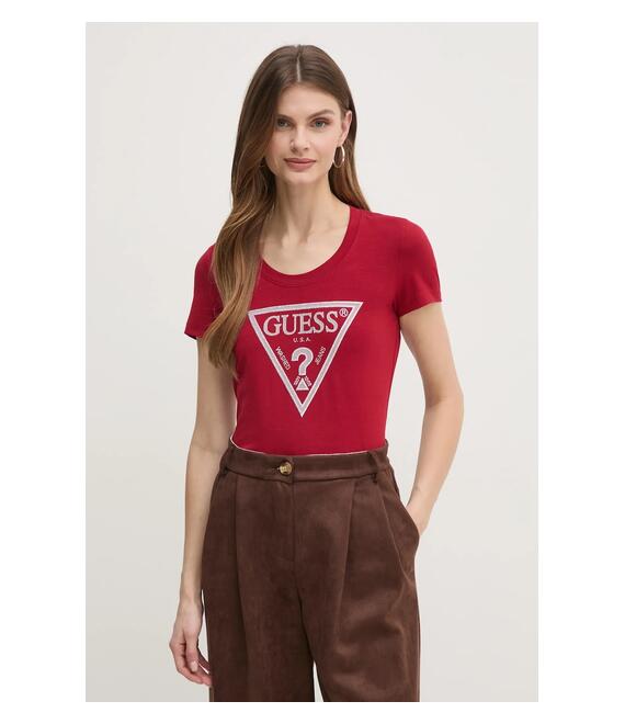 Μπλουζάκι Guess χρώμα: μπορντό, W5RI11 J1314