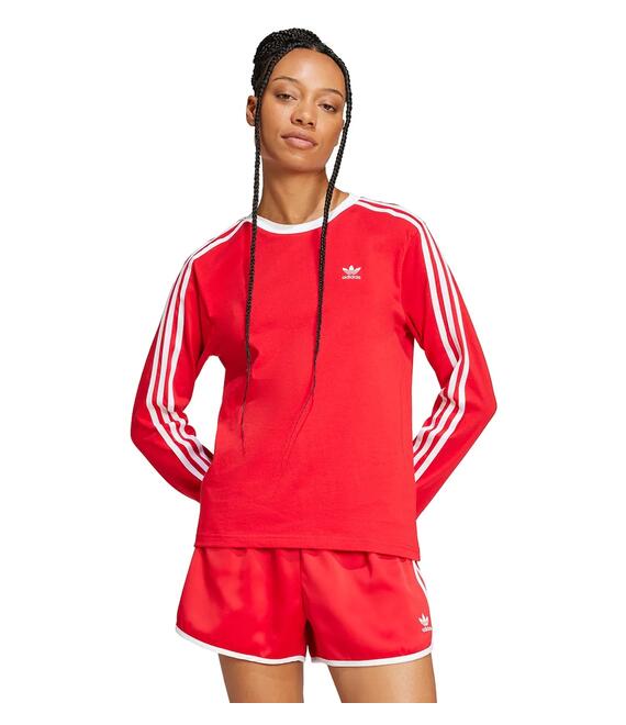 Βαμβακερή μπλούζα με μακριά μανίκια adidas Originals Adicolor 3-Stripe Regular Longsleeve χρώμα: κόκκινο, JC5777