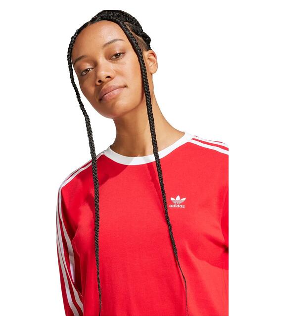Βαμβακερή μπλούζα με μακριά μανίκια adidas Originals Adicolor 3-Stripe Regular Longsleeve χρώμα: κόκκινο, JC5777