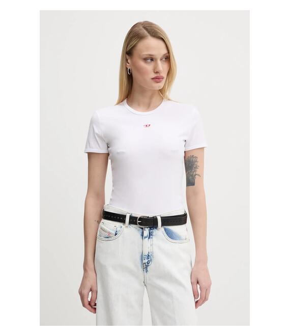 Βαμβακερό μπλουζάκι Diesel T-UNCUTIE-LONG-D T-SHIRT γυναικείο, χρώμα: άσπρο, A14962.0GRAI