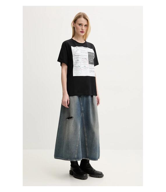 Βαμβακερό μπλουζάκι MM6 Maison Margiela γυναικείο, χρώμα: μαύρο, S52GC0337.S24312