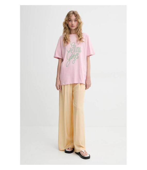 Βαμβακερό μπλουζάκι Stine Goya χρώμα: ροζ, SG-SS25-T009-2243P