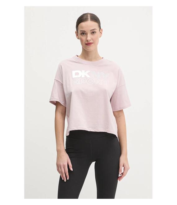 Βαμβακερό μπλουζάκι Dkny γυνακείο, χρώμα: ροζ, DP5T1121