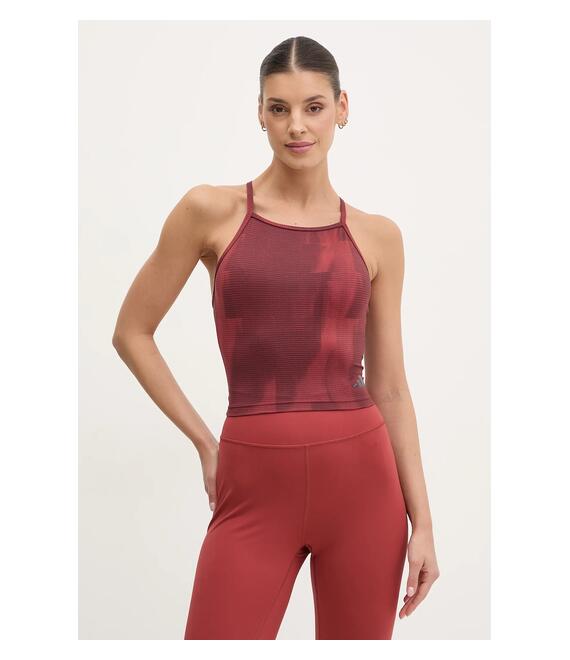 Τοπ γιόγκα adidas Performance Allover Print χρώμα: κόκκινο, JJ3882