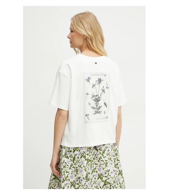 Βαμβακερό μπλουζάκι Weekend Max Mara γυναικείο, χρώμα: άσπρο, 2515941052600