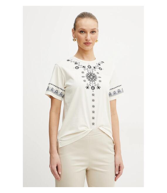 Βαμβακερό μπλουζάκι Weekend Max Mara γυναικείο, χρώμα: άσπρο, 2515971042600